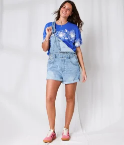 Tops | 33 Coastal Hibiscus Oversized T-Shirt Strong Blue