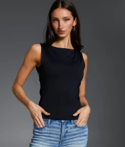 Tops | Buckle Black High Neck Shaping & Smoothing Tank Top White
