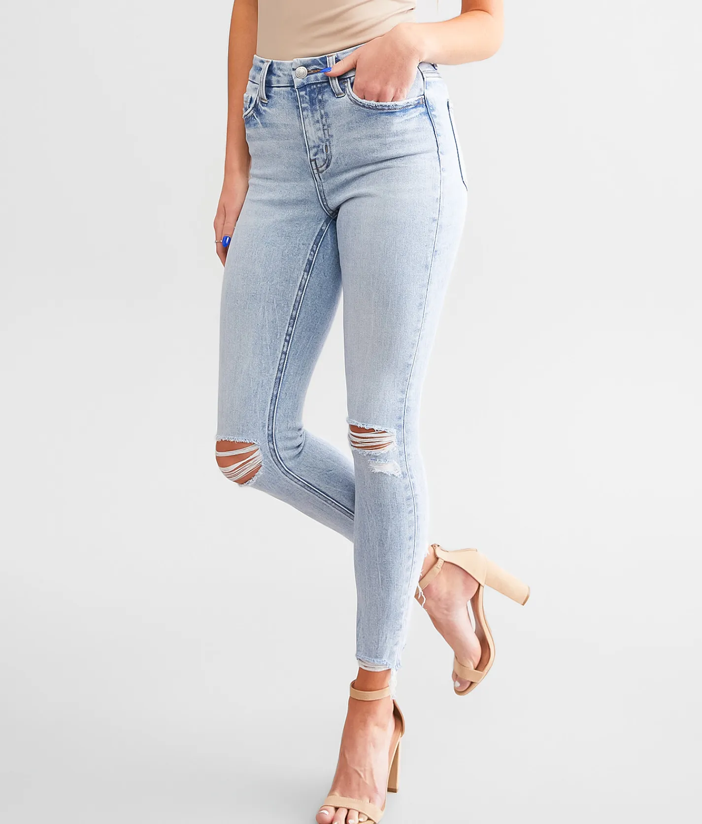 Flying Monkey High Rise Ankle Skinny Stretch Jean Underwater New