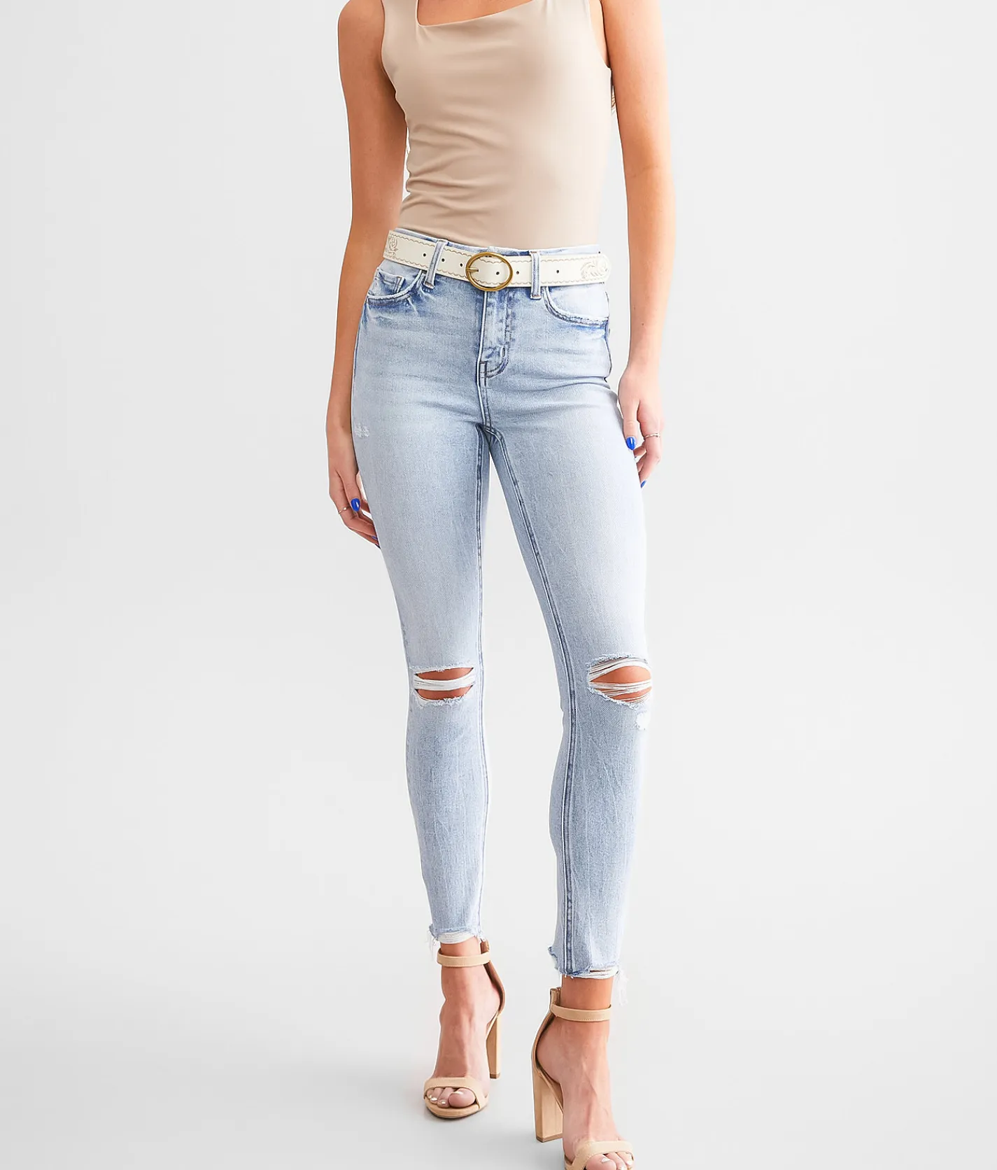 Flying Monkey High Rise Ankle Skinny Stretch Jean Underwater New