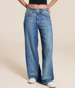 Jeans|Bottoms | Miss Me High Rise Baggy Wide Leg Stretch Jean DK Blu