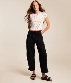 Risen High Rise Barrel Stretch Cuffed Pant Black Online