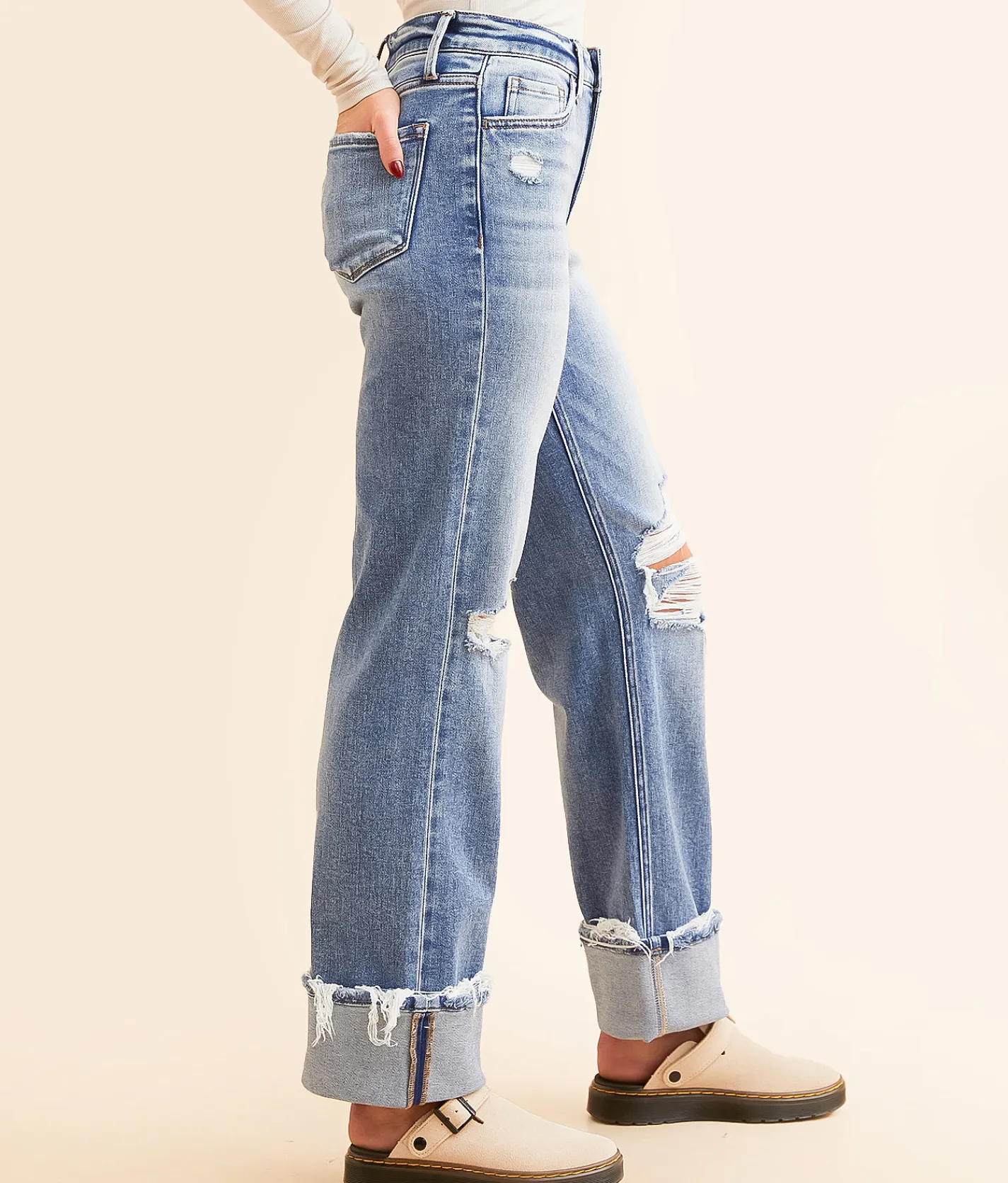 Flying Monkey High Rise Classic Straight Stretch Jean Wishfull Clearance