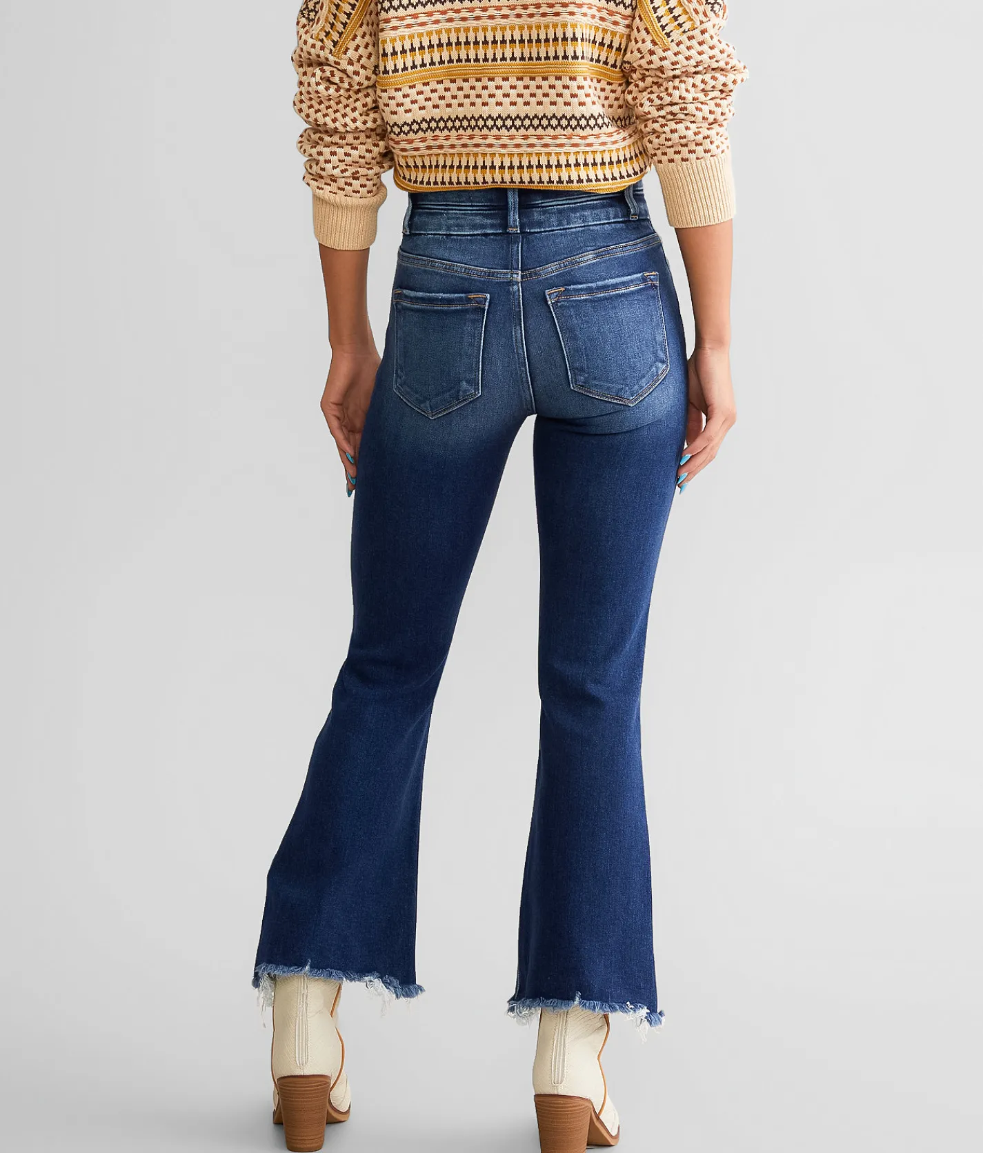 KanCan Signature High Rise Cropped Flare Stretch Jean Rebecca Discount