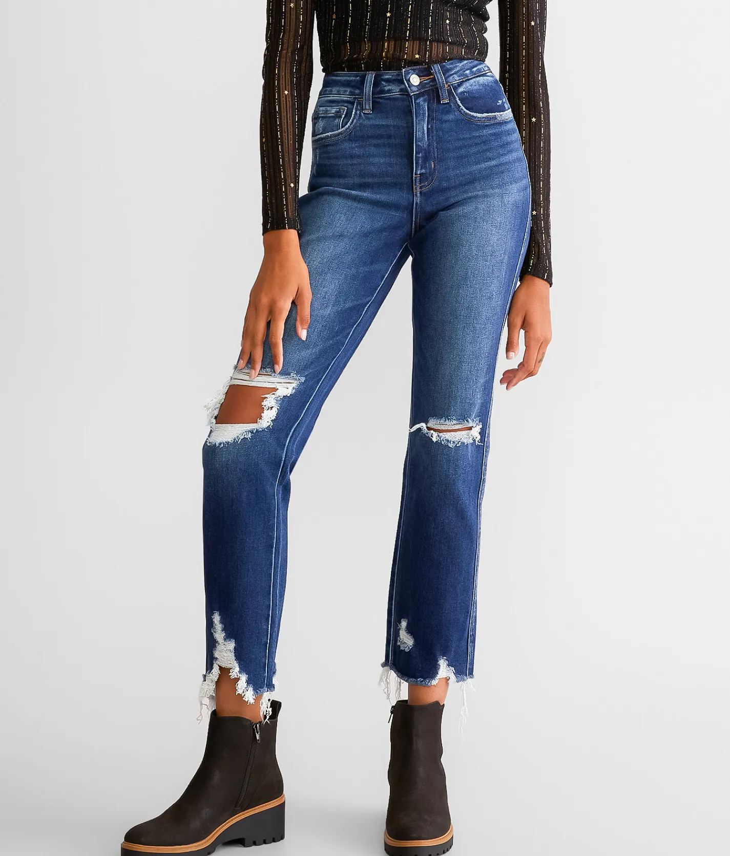 Jeans|Bottoms | Flying Monkey High Rise Cropped Straight Stretch Jean Reassurance