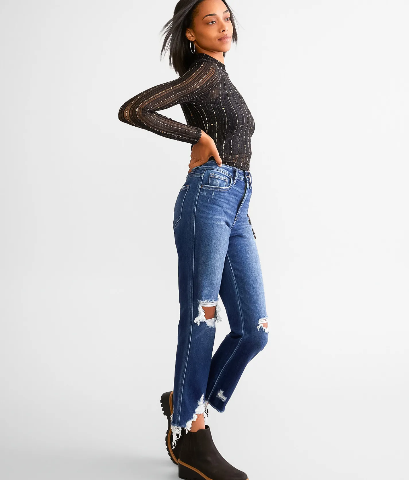 Jeans|Bottoms | Flying Monkey High Rise Cropped Straight Stretch Jean Reassurance