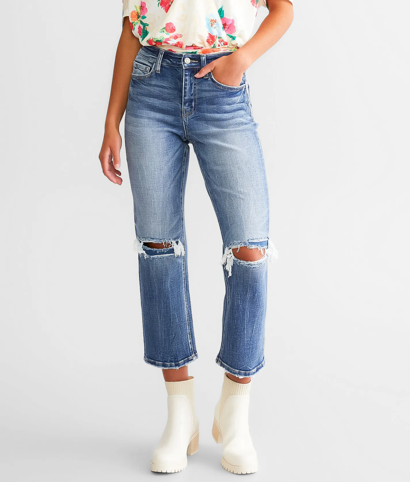Flying Monkey High Rise Cropped Straight Stretch Jean Felicitate Online
