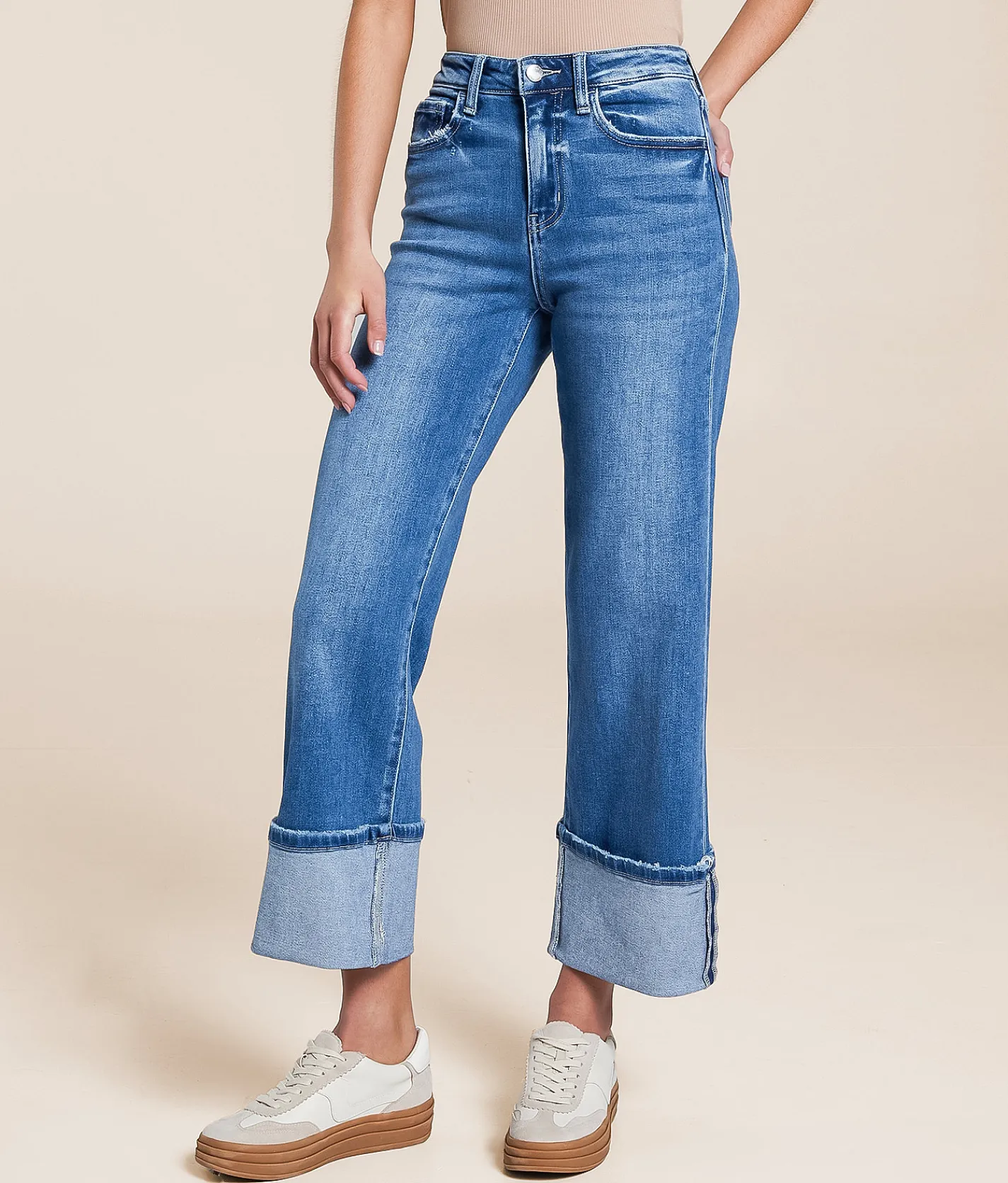 Flying Monkey High Rise Cropped Wide Leg Stretch Jean Blue Fairy New