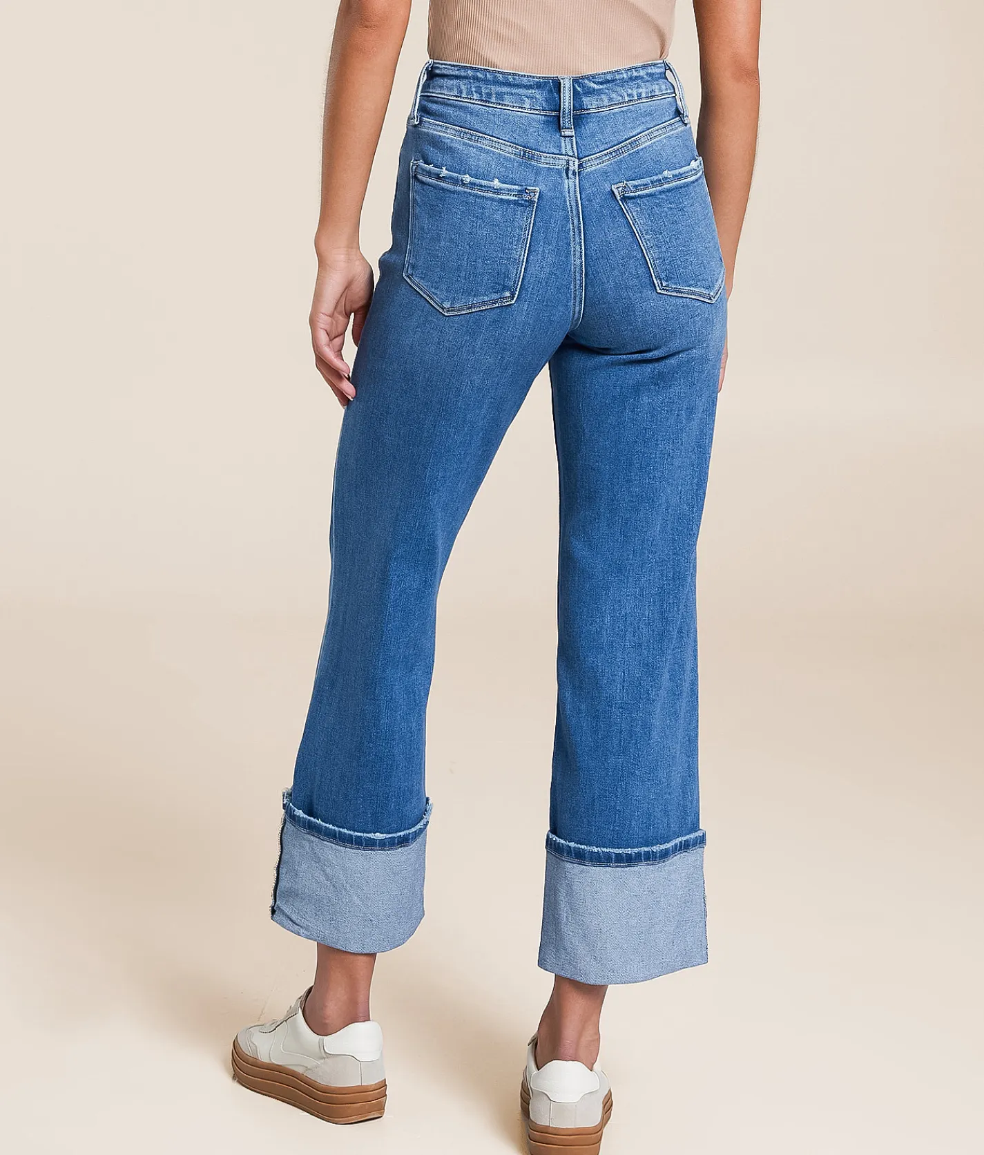 Flying Monkey High Rise Cropped Wide Leg Stretch Jean Blue Fairy New
