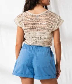 33 Coastal High Rise Cuffed Short Azure Blue New