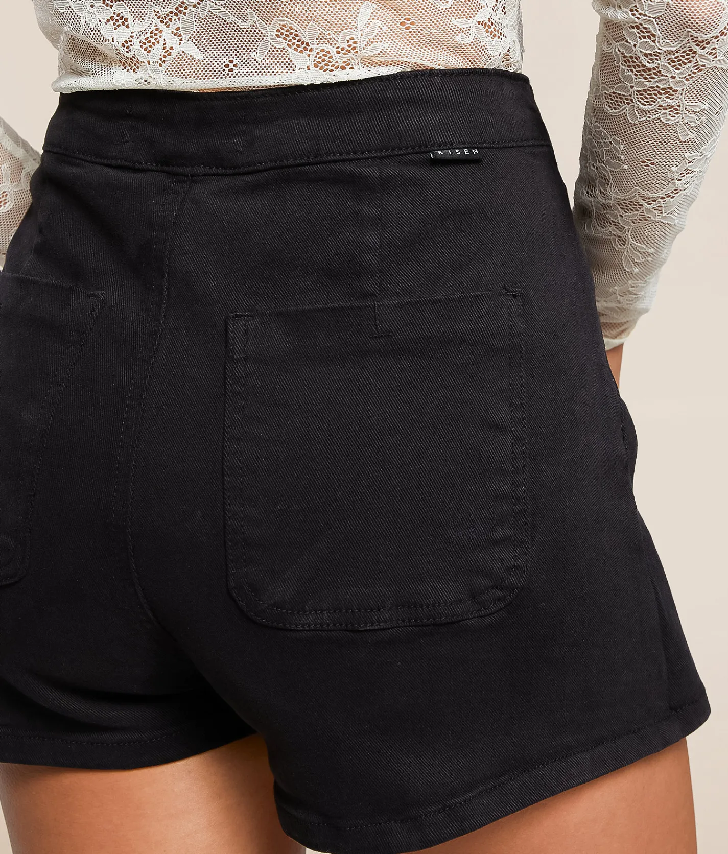 Risen High Rise Denim Stretch Skort Black Online