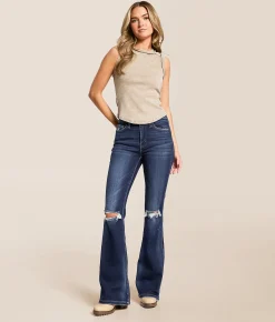 Bottoms | Flying Monkey High Rise Flare Stretch Jean Friendly