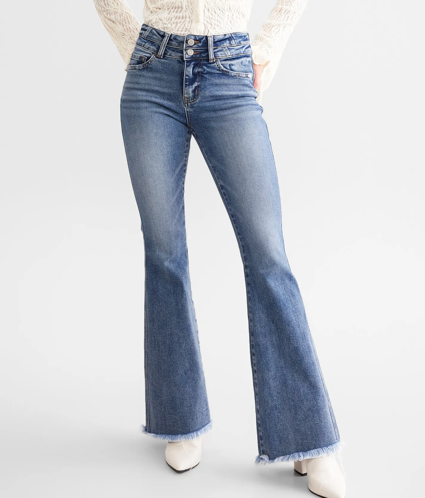 Jeans|Bottoms | Flying Monkey High Rise Flare Stretch Jean Mini Tillie