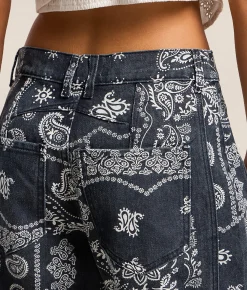 Veveret High Rise Paisley Barrel Jean Navy Hot