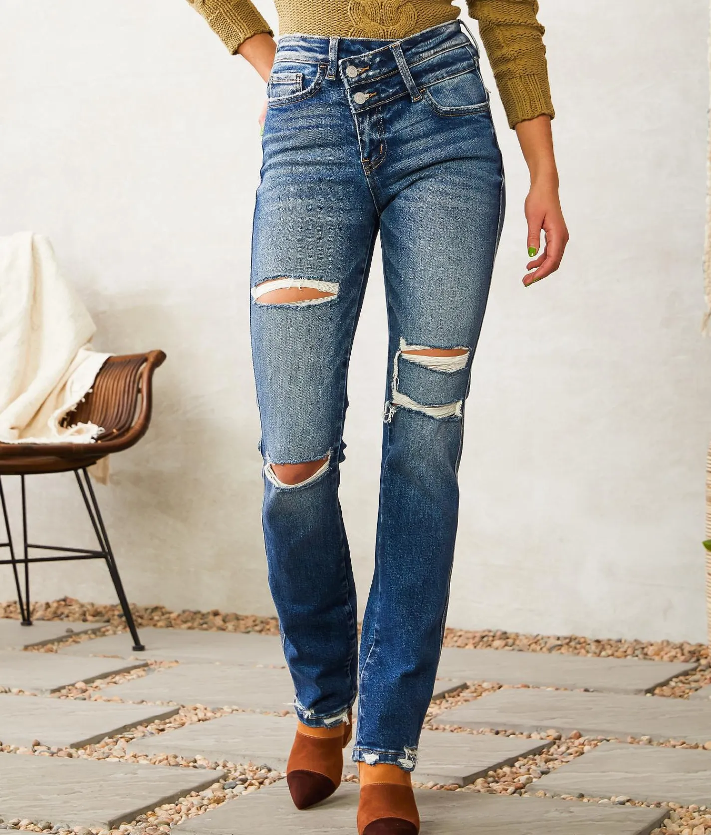 Jeans|Bottoms | Flying Monkey High Rise Slim Straight Stretch Jean Coreopsis