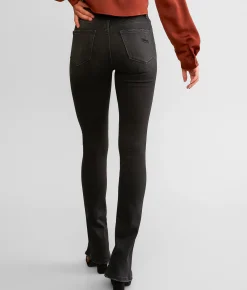 Flying Monkey High Rise Slim Straight Stretch Jean Coral Vine Hot