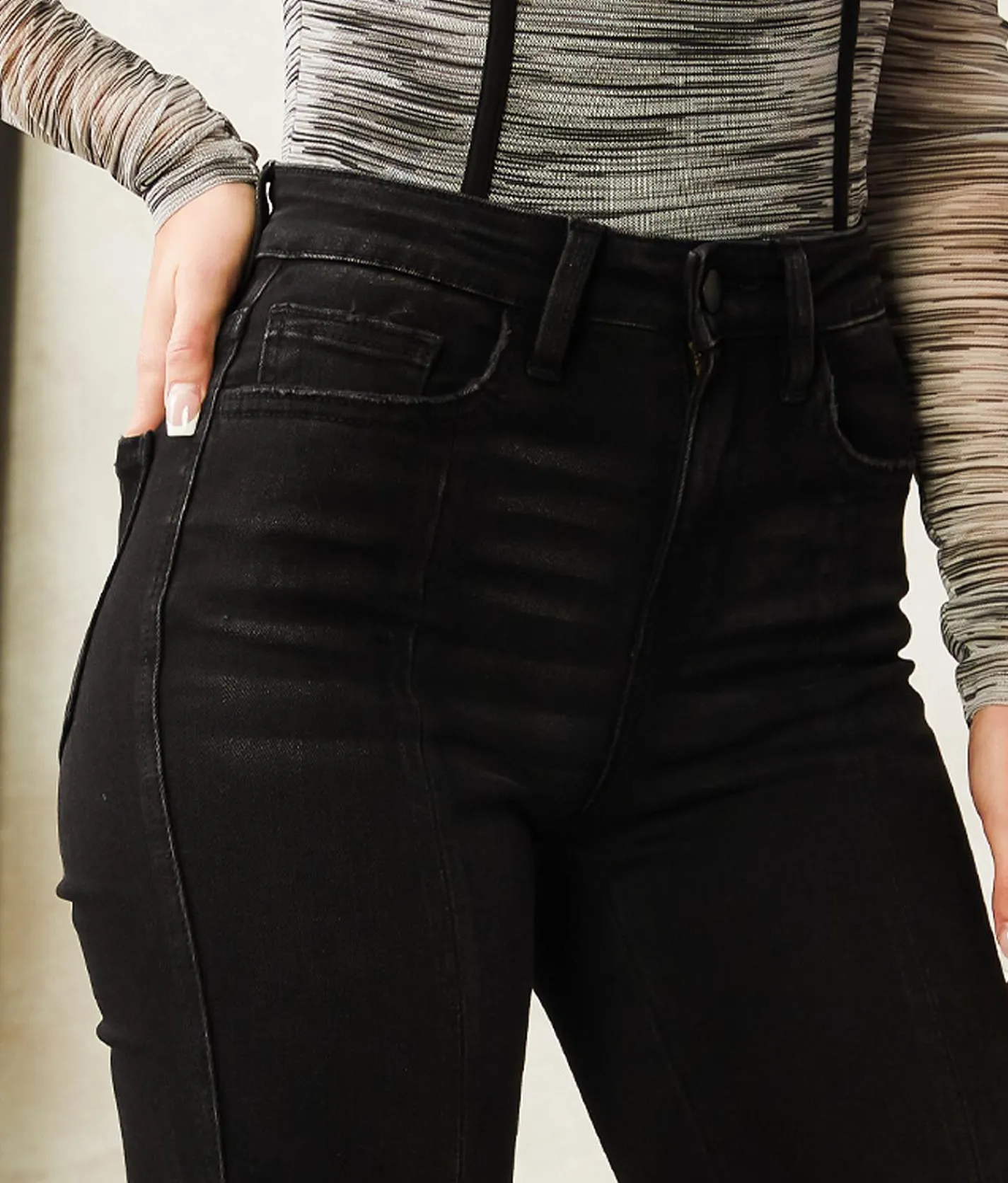 Flying Monkey High Rise Split Flare Stretch Jean Talkin Online