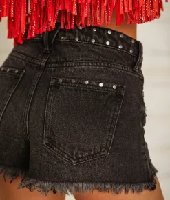 Bottoms|Shorts | Sterling & Stitch High Rise Studded Short Black