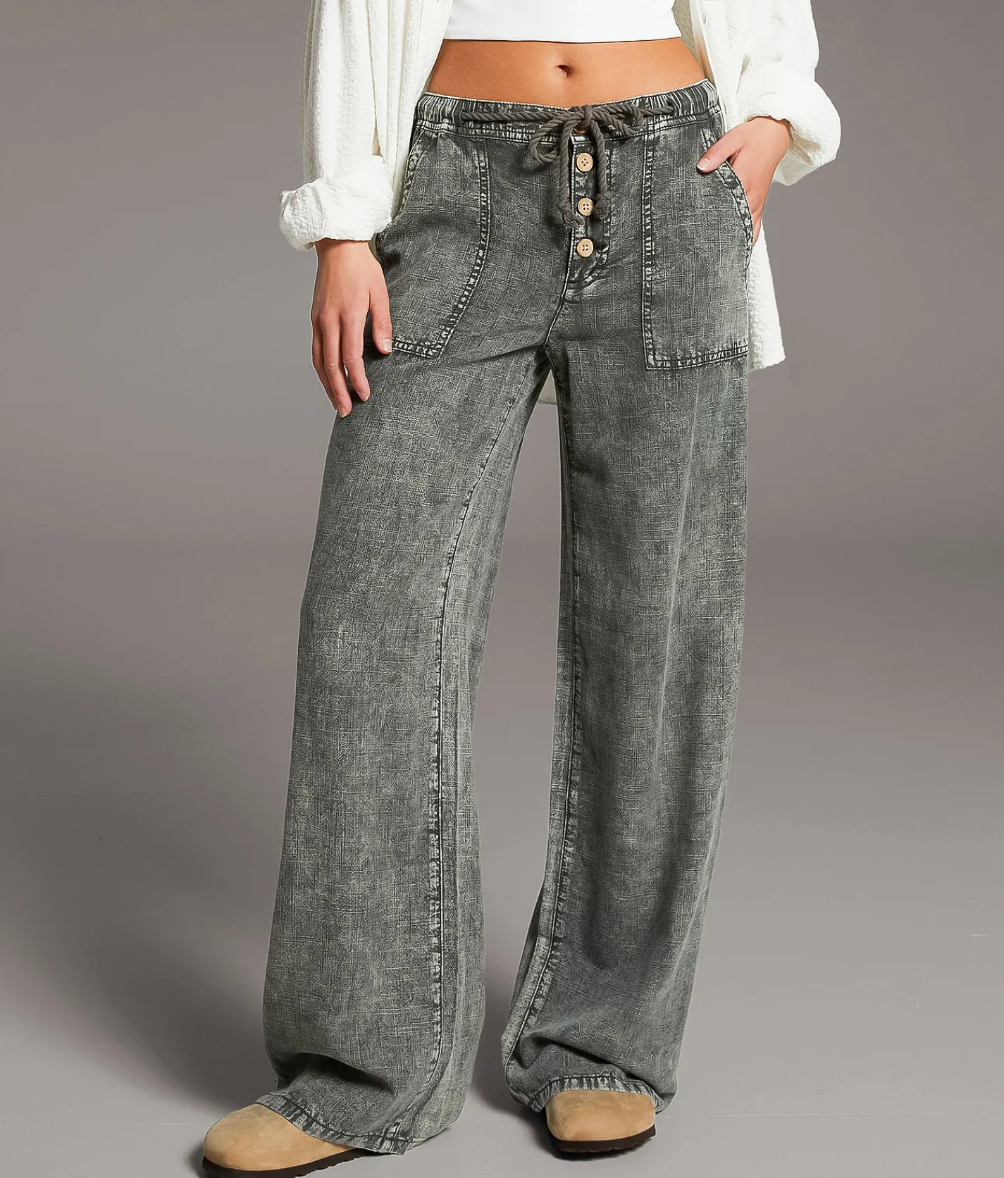 Bottoms | BKE High Rise Washed Pant Washed Olive