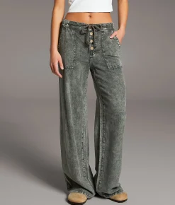 Bottoms | BKE High Rise Washed Pant Washed Olive