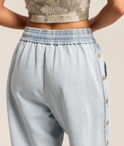 CAMELLIA High Rise Wide Leg Baggy Side Snap Jean Blue Sale