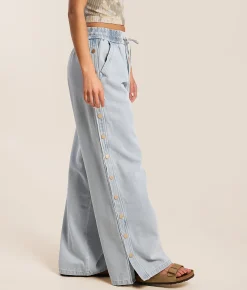 Jeans|New Jeans | CAMELLIA High Rise Wide Leg Baggy Side Snap Jean Blue