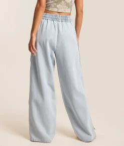 Jeans|New Jeans | CAMELLIA High Rise Wide Leg Baggy Side Snap Jean Blue