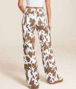 KanCan High Rise Wide Leg Cow Print Stretch Jean Katie Online
