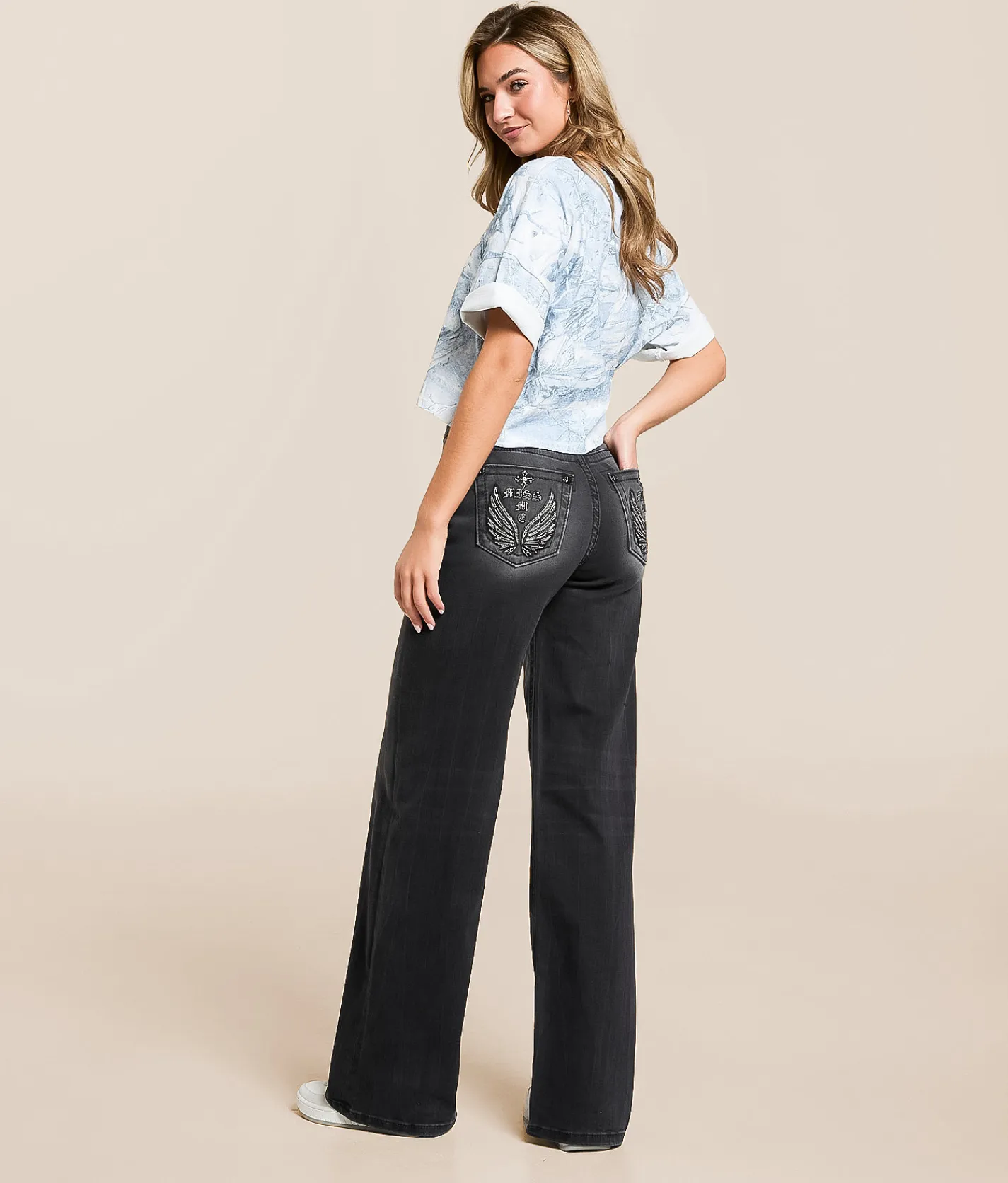 Miss Me High Rise Wide Leg Stretch Jean G33B New