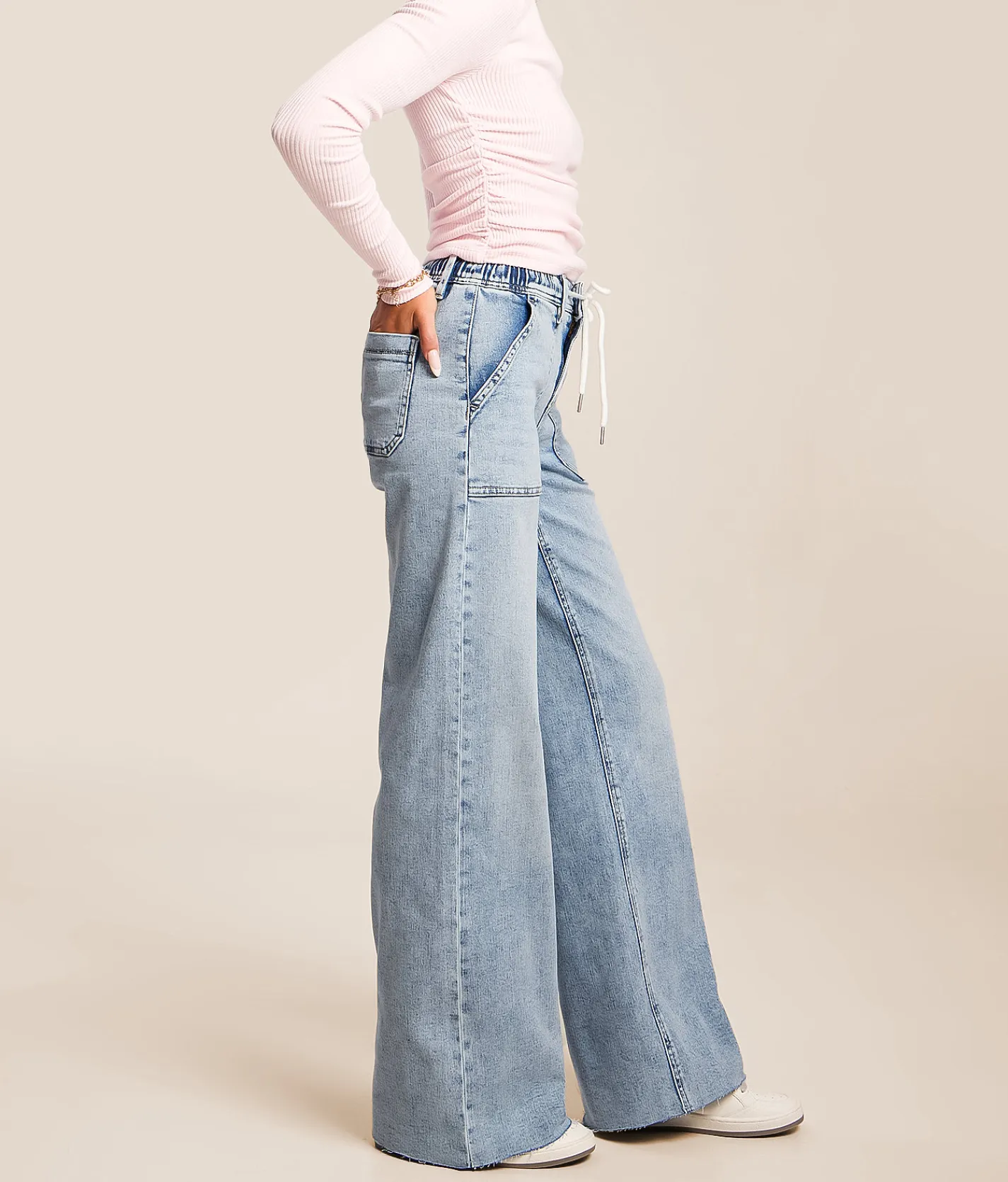 Flying Monkey High Rise Wide Leg Stretch Jean Clearly Outlet