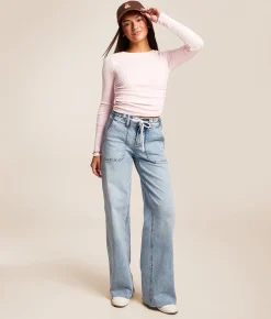 Flying Monkey High Rise Wide Leg Stretch Jean Clearly Outlet