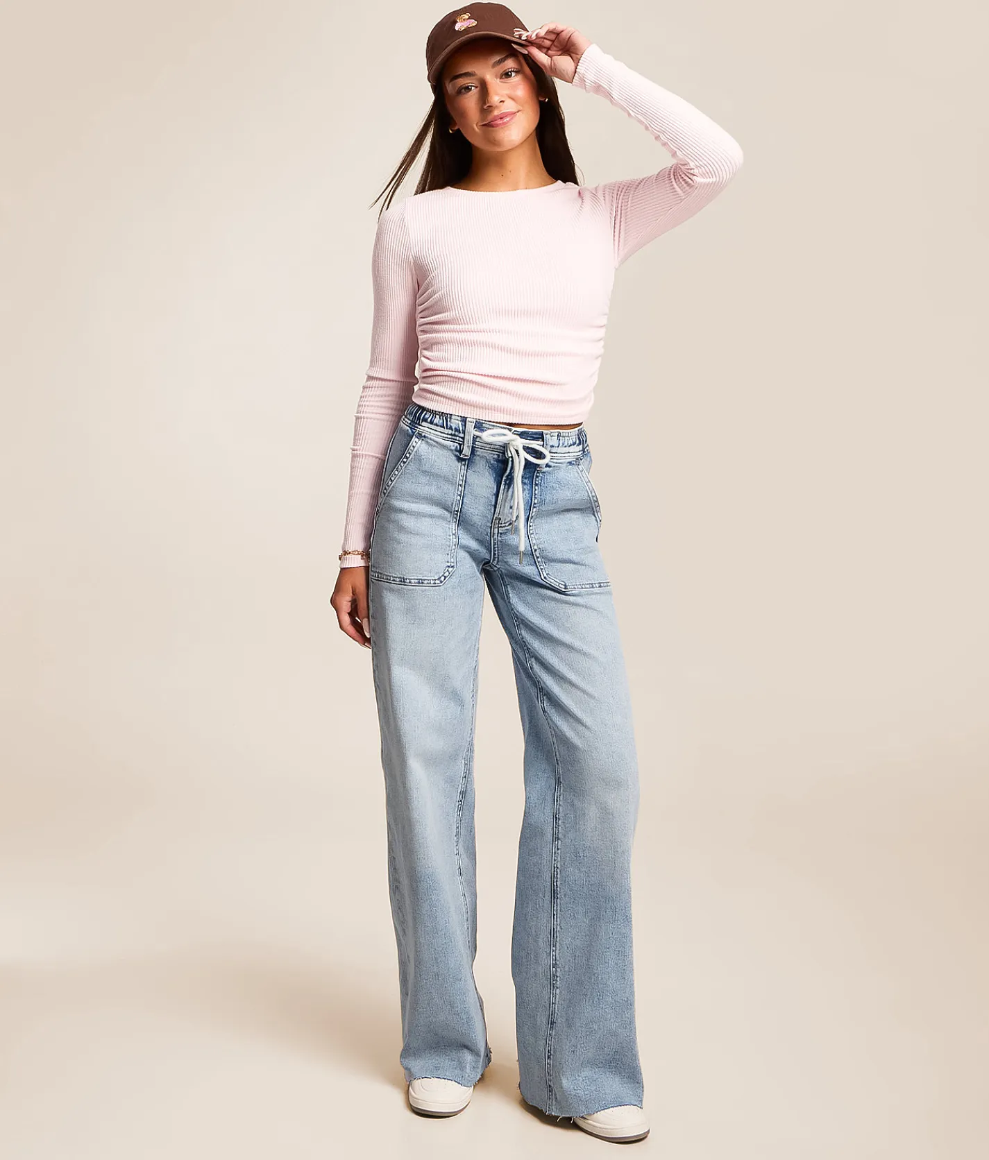 Flying Monkey High Rise Wide Leg Stretch Jean Clearly Outlet