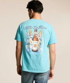 Old Row Hitting The Slopes T-Shirt Lagoon Blue Clearance