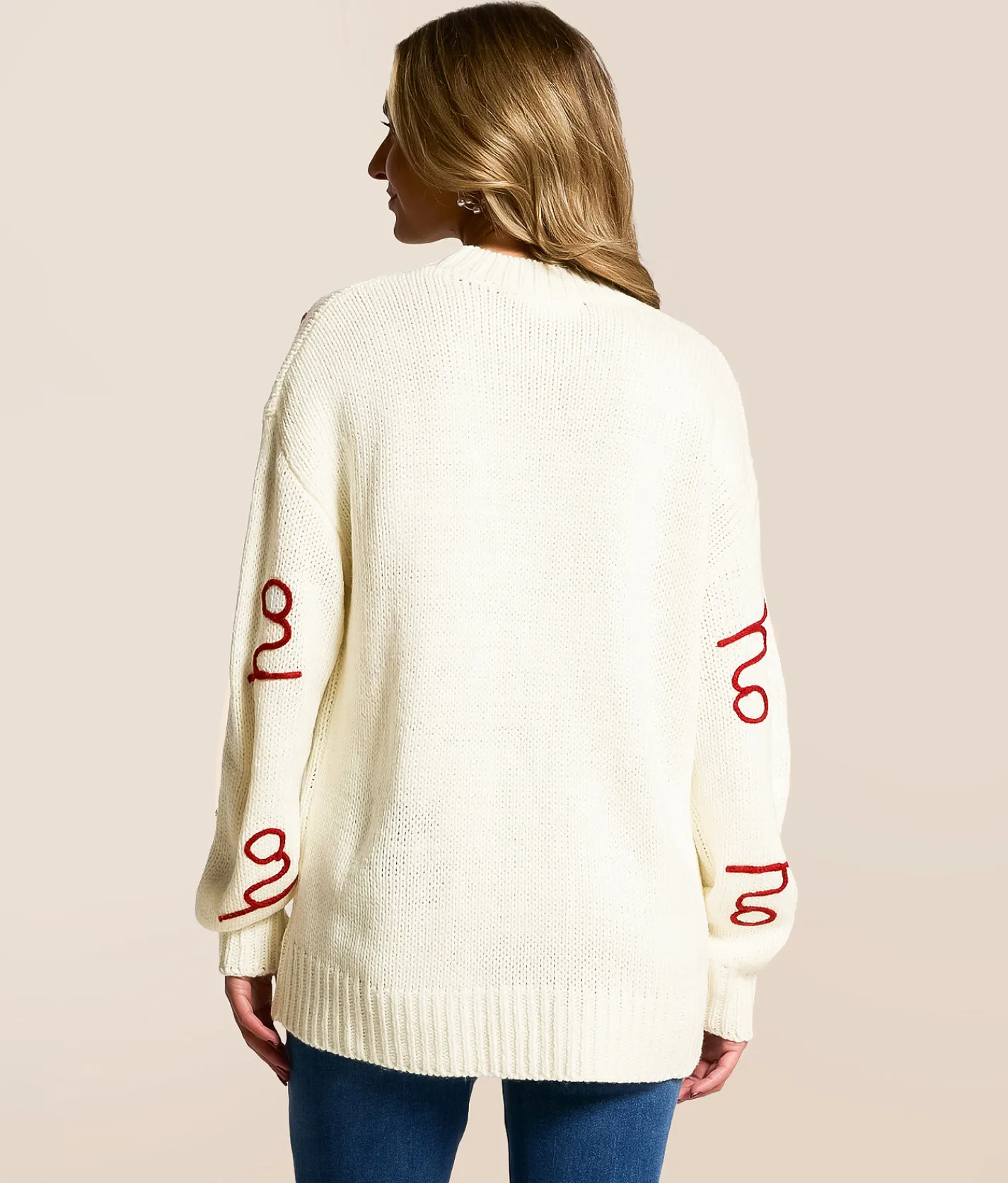 Tops | Willow & Root Ho Ho Ho Sweater Cream Red