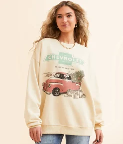 Goodie Two Sleeves Holiday Chevrolet Truck Pullover Wood Ash Clearance