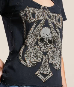Tops | Affliction Hollow Point T-Shirt Black Heavy Lava Wash