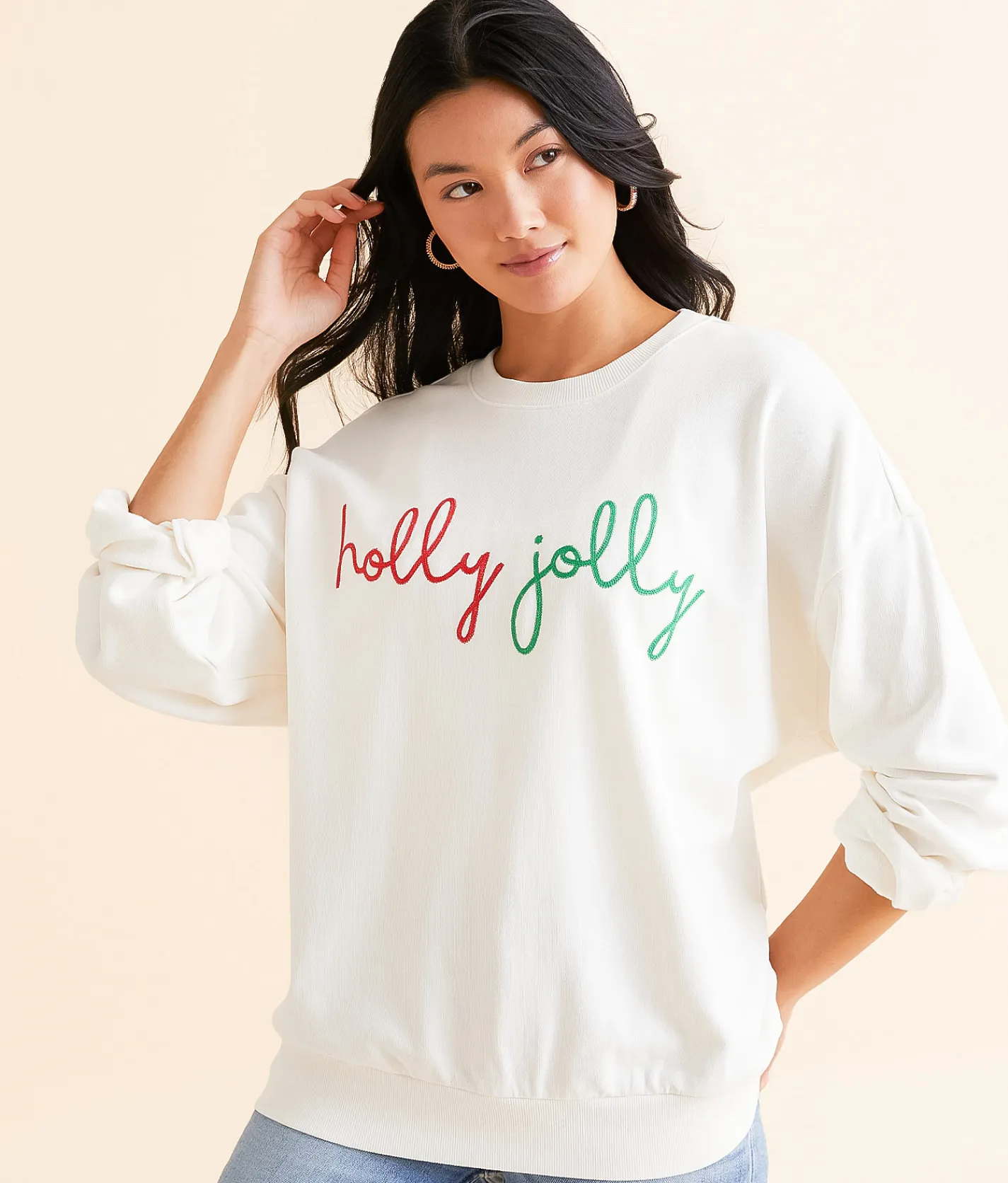 Z Supply Holly Jolly Pullover Sea Salt Sale