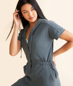 Rompers & Jumpsuits | BKE Hooded Henley Jumpsuit Dark Slate