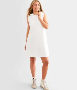 Dresses|Activewear | BKE Hooded Mini Dress White