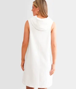 Dresses|Activewear | BKE Hooded Mini Dress White
