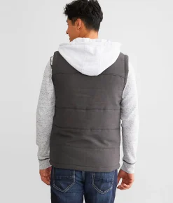 Departwest Hooded Puffer Vest Charcoal Discount