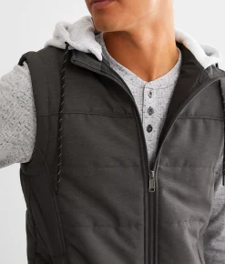 Departwest Hooded Puffer Vest Charcoal Discount