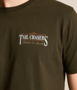 Tops|Graphic T-Shirts | Tail Chasers Club Hooked On Quack T-Shirt Espresso Pigment Dye