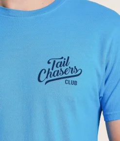 Tops|Graphic T-Shirts | Tail Chasers Club Hooked Up T-Shirt Malibu Blue