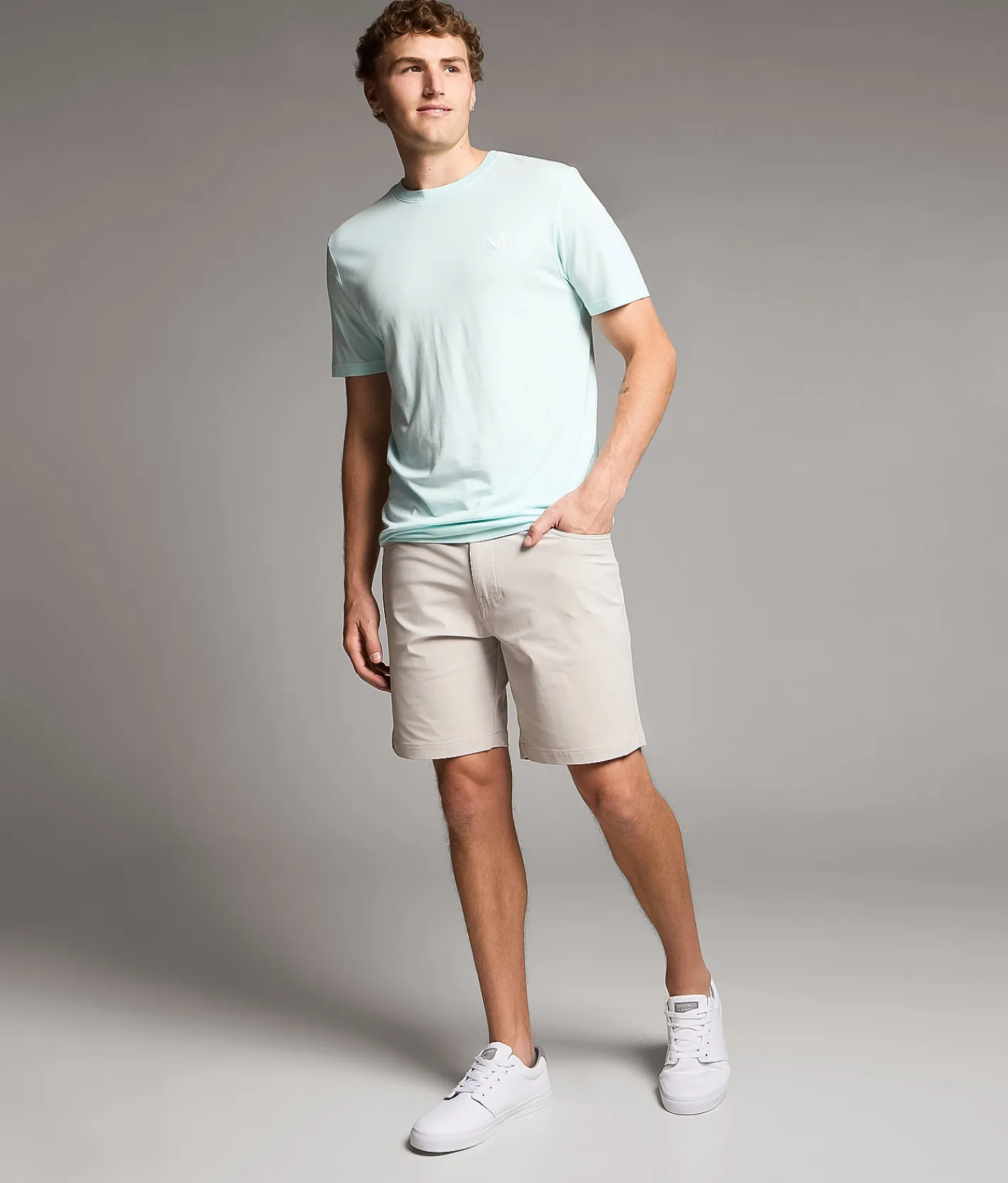 Maven Co-op Hook Performance Stretch Short Light Grey New