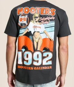 Tops|Graphic T-Shirts | Ripple Junction® Hooters 92 Calendar T-Shirt Black Pigment Dye