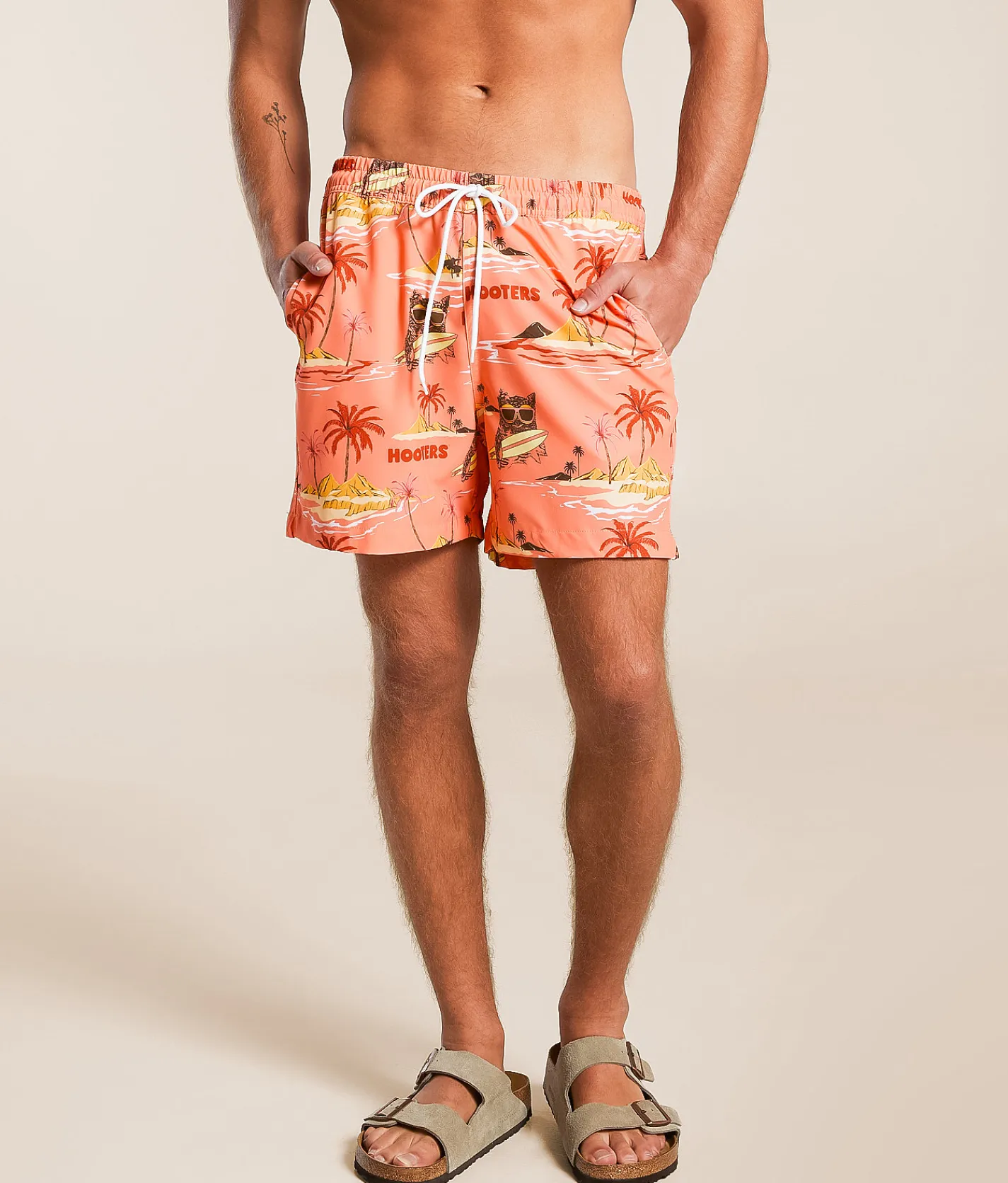 Ripple Junction® Hooters Surf Stretch Swim Trunks Light Pink