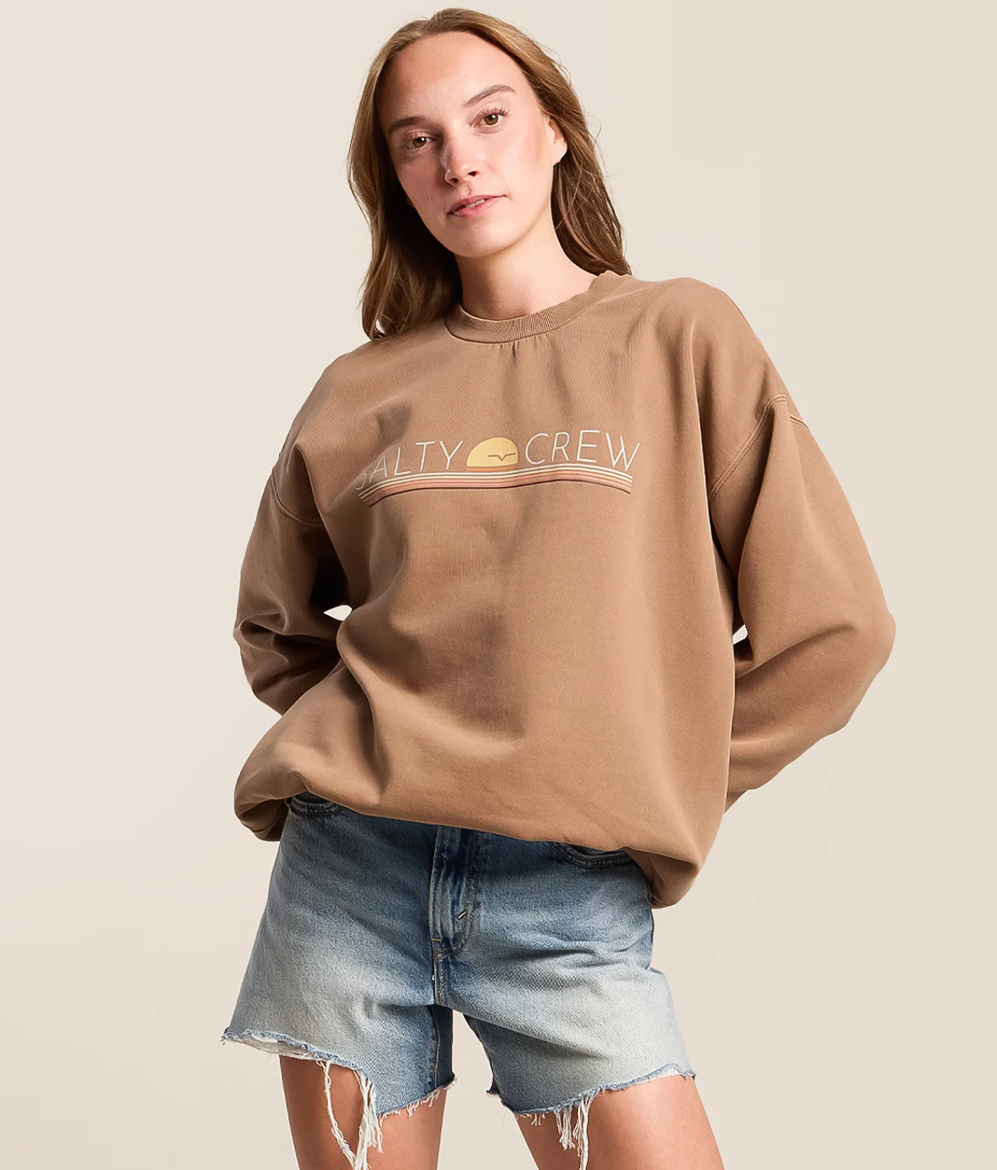 Tops | Salty Crew Horizon Oversized Pullover Mocha