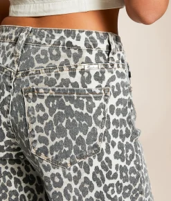 KanCan Horseshoe Cheetah Print Stretch Jean Beige Hot