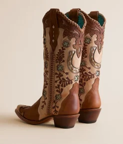 Corral Horseshoe Overlay Leather Western Boot Honey Best